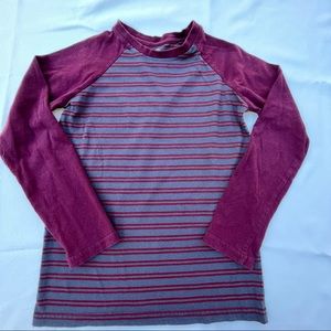 George Boys Size 7-8 Burgundy/Grey Long Sleeve Thin Striped Sweater Top